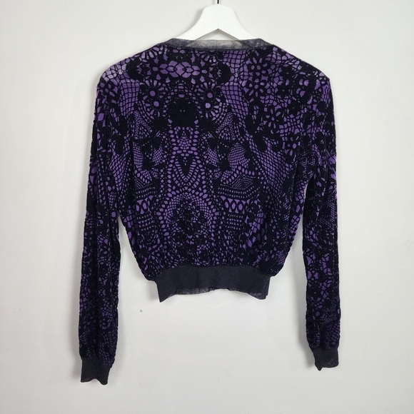 Jean Paul Gaultier Fuzzi Purple Lace And Velvet Cardigan, Size S - Picture 4 of 4